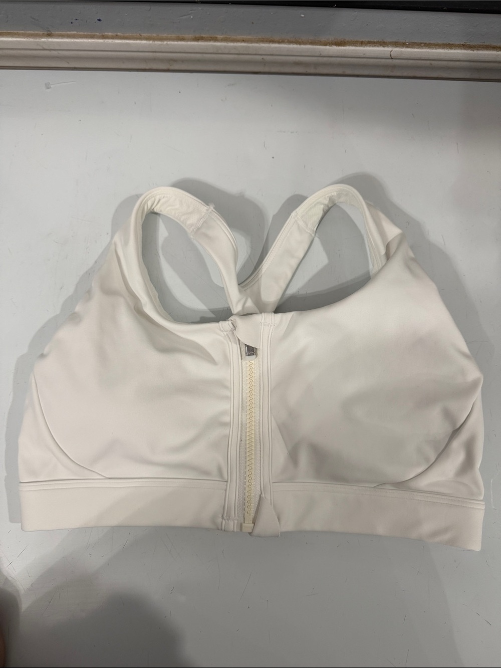 Athleta Front-Zip Sports Bra - Off-White/Cream